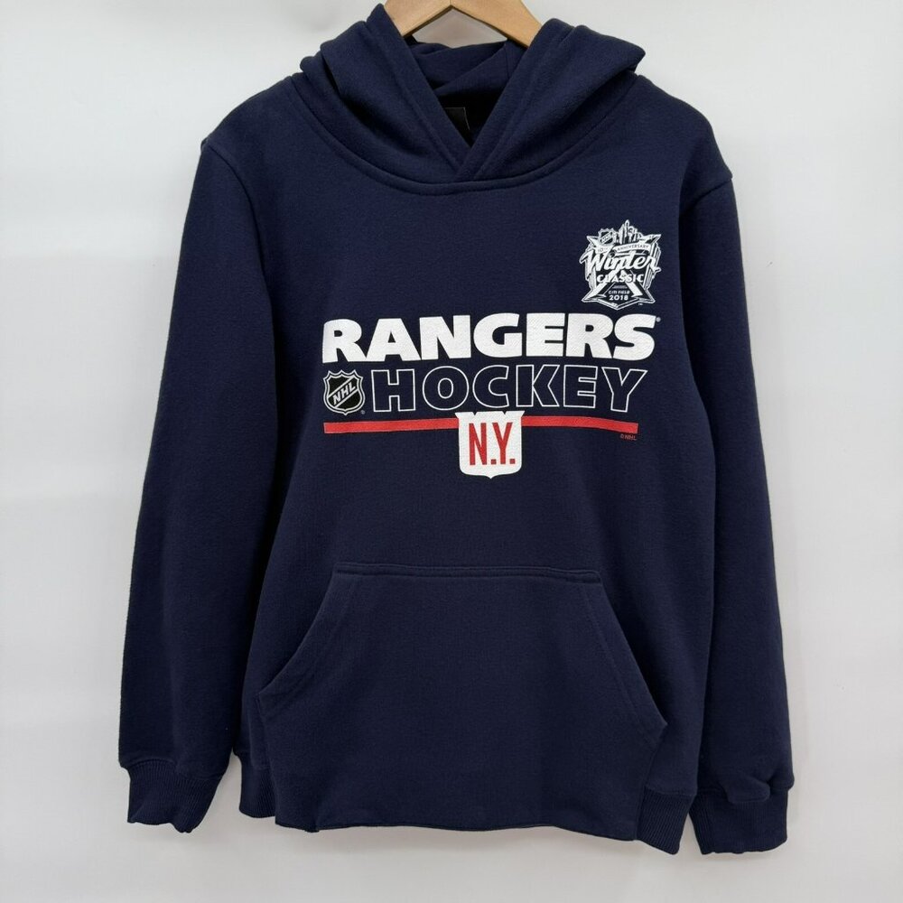 New York Rangers Hooded Sweatshirt Youth Medium (8/10) Navy Blue NWT Hockey‎ NHL